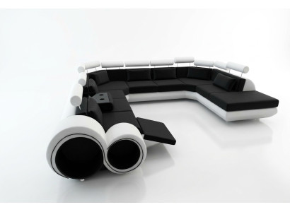 Canapé Big Designer XXL, Suite rembourrée pour canapé Salon en cuir paysage de vie avec USB
