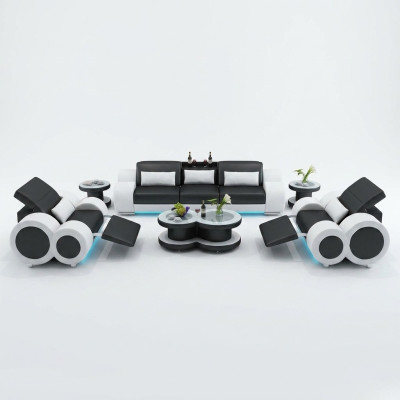 Canapé en cuir canapé ensemble de canapés neuf 3+1+1 place design moderne canapé avec USB