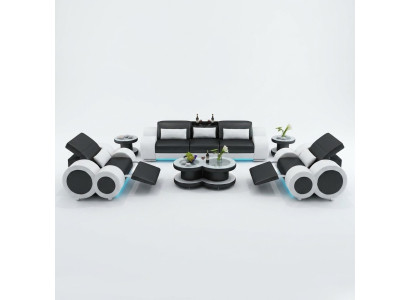 Canapé en cuir canapé ensemble de canapés neuf 3+1+1 place design moderne canapé avec USB