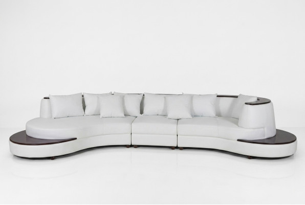 Salon en cuir de coin de luxe XXL avec USB, canapé d'angle en forme de U.