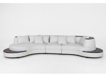 Salon en cuir de coin de luxe XXL avec USB, canapé d'angle en forme de U.