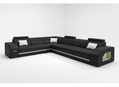 Élégant canapé d'angle en cuir pour le salon – confort stylé