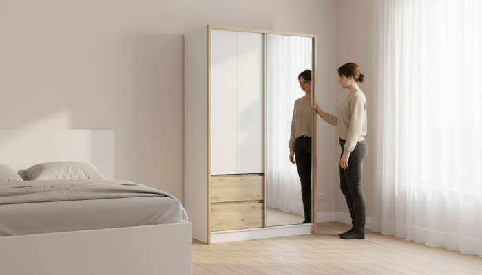 Étagère polyvalente pour le rangement des étagères décoratives du porte-manteau de la nouvelle armoire.