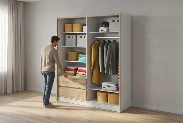 Étagères polyvalentes Armoire Porte-manteau Étagère Armoires à vêtements Rangement