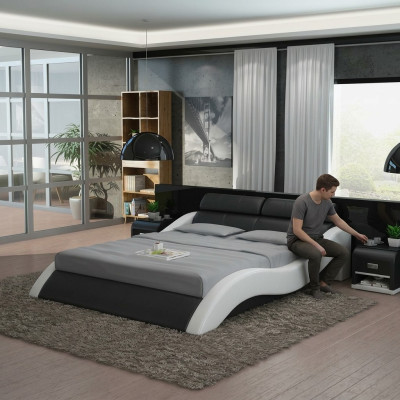 Lit double d'hôtel de lit à eau Lits avec USB Lit complet en cuir Lit rembourré d'eau