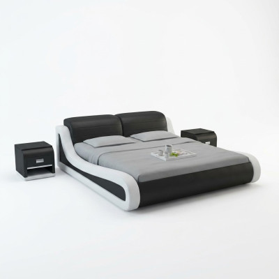 Lit double de l'Hôtel Lit à eau + USB Lit complet en cuir Lit rembourré de cuir de qualité supérieure Lit rembourré en cuir de qualité supérieure