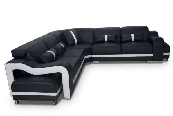 Canapé en cuir Canapé Paysage de vie Suite Design Moderne Canapé d'angle en L-forme + USB nouveau