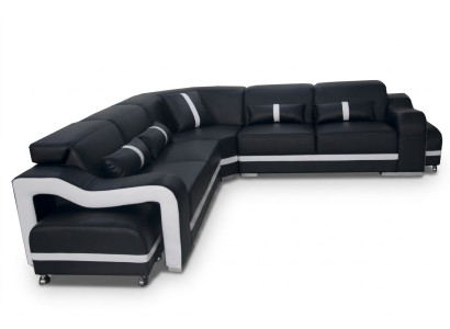 Canapé en cuir Canapé Paysage de vie Suite Design Moderne Canapé d'angle en L-forme + USB nouveau