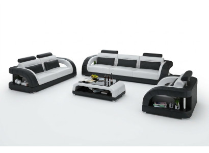 Ensemble de canapés en cuir design 3+2+1 places, ensemble de canapé avec port USB.