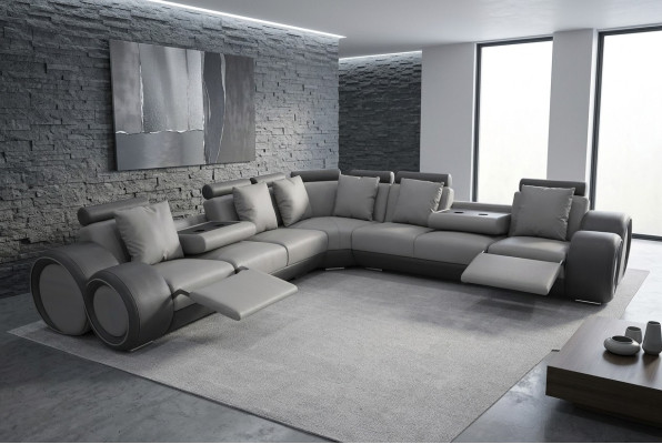 Coin Cuir Moderne XXL Canapé Salon Paysage en Cuir Canapé Canapé en Forme de L + USB Canapé Neuf