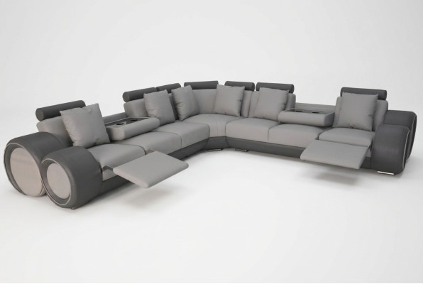 Coin Cuir Moderne XXL Canapé Salon Paysage en Cuir Canapé Canapé en Forme de L + USB Canapé Neuf