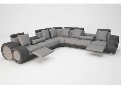Coin Cuir Moderne XXL Canapé Salon Paysage en Cuir Canapé Canapé en Forme de L + USB Canapé Neuf