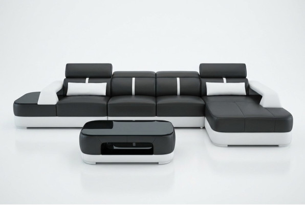 Canapé en cuir Siège en tissu Coin de canapé Suite de salon paysage vivant Canapé de salon avec USB