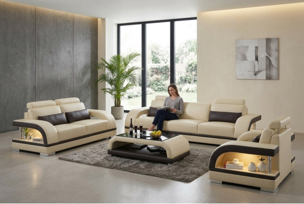 Ensemble de canapés design en cuir avec ensemble de canapés en cuir avec USB 3+2+1 suite ensemble de canapés