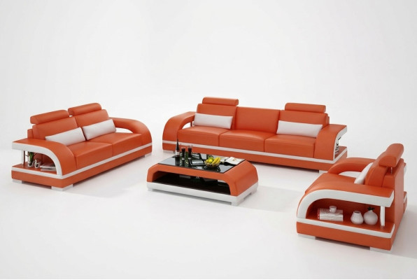 Ensemble de canapé design en cuir avec prise USB Ensemble 3+2+1 Ensemble de canapés Suite Sofa
