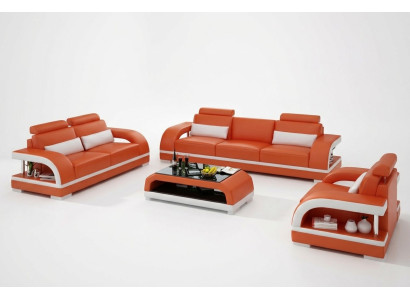 Ensemble de canapé design en cuir avec prise USB Ensemble 3+2+1 Ensemble de canapés Suite Sofa