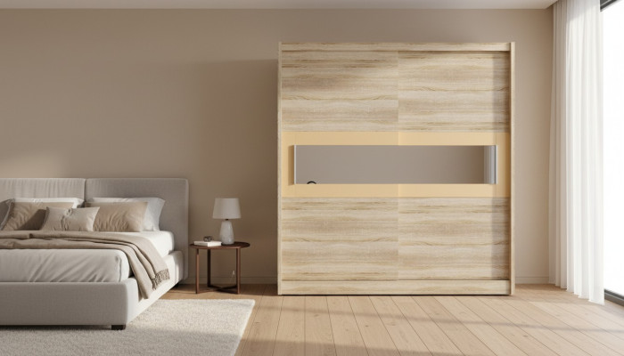 Concevez des armoires coulissantes en bois pour vêtements. Also, do you want me to translate the word "Floating" to French as well?