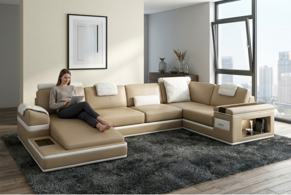 Un beau canapé d'angle en U au design contemporain magnifique
