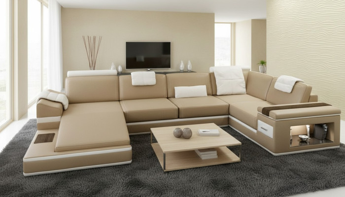 Un beau canapé d'angle en U au design contemporain magnifique