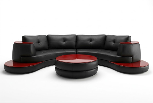 Canapé d'angle USB rond design Salon paysager Canapé rond Canapé en cuir Canapé Canapé en forme de U