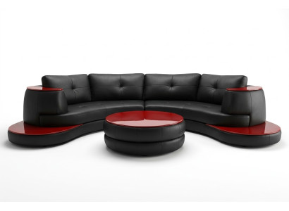 Canapé d'angle USB rond design Salon paysager Canapé rond Canapé en cuir Canapé Canapé en forme de U