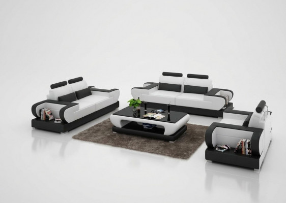 Canapé en cuir Canapé Canapé de séjour 3+2+1 Suite de places Design Canapé moderne avec USB