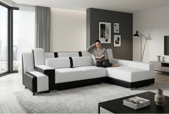 Canapé d'angle + canapé USB Tissu d'ameublement Angle de siège Suite de paysage de vie LED en forme de L A1118C