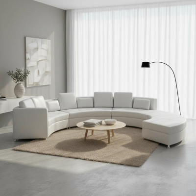 Canapé en cuir Canapé Paysage vivant Canapé d'angle Suite d'angle Design Canapé moderne USB A1102