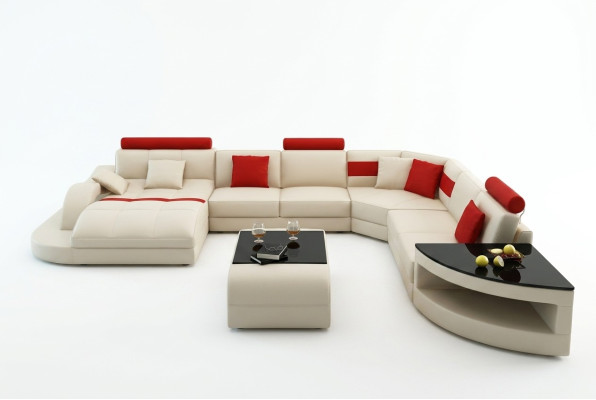 Sofa en cuir XXL Big Multifonction avec USB, canapé d'angle Eck Living Landscape, garniture de canapé.