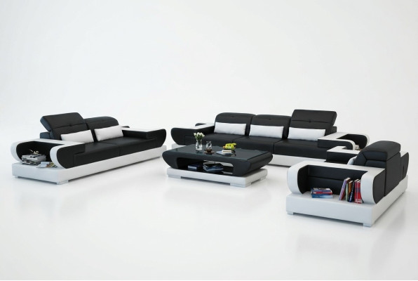 Ensemble de canapé Canapé Rembourrage Siège en cuir Suite 3+2+1 Ensemble de canapé moderne avec USB.