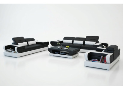 Ensemble de canapé Canapé Rembourrage Siège en cuir Suite 3+2+1 Ensemble de canapé moderne avec USB.