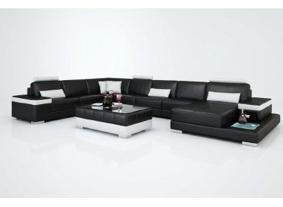 Paysage de vie canapé Rembourrage Coin Suite Canapé en cuir Designer Grand canapé avec USB