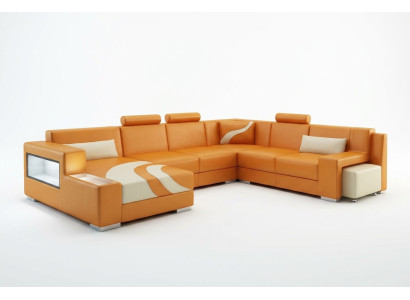 Canapé d'angle Tissu Canapé design Modulable Coin Canapé moderne Forme en U Cuir + USB