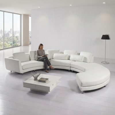 Canapé d'angle moderne Canapé rond Canapé d'angle arrondi Suite de siège de canapé en cuir + USB
