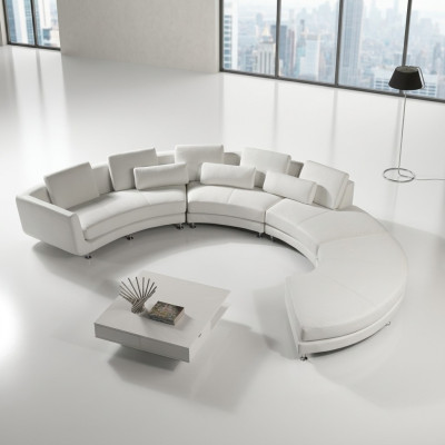 Canapé d'angle moderne Canapé rond Canapé d'angle arrondi Suite de siège de canapé en cuir + USB