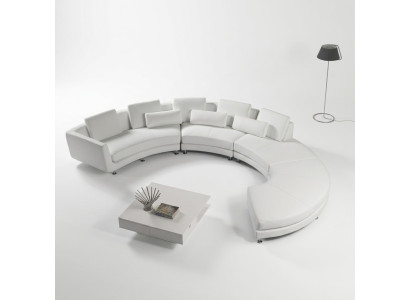 Canapé d'angle moderne Canapé rond Canapé d'angle arrondi Suite de siège de canapé en cuir + USB
