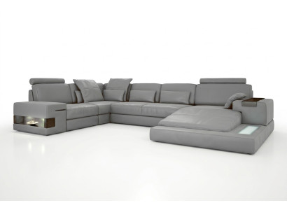 Canapé d'angle en cuir design Canapé suite Paysage de vie Canapé d'angle avec port USB