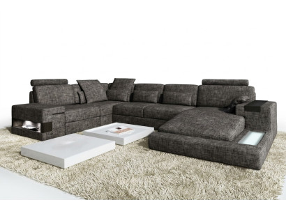 Canapé d'angle Canapé en cuir Canapé USB Rembourrage Suite Forme XXL Grands canapés Paysage de vie