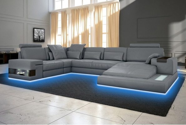 Grand canapé Paysage vivant Canapé en cuir avec USB Canapé design Canapé Canapé rembourré Canapé d'angle