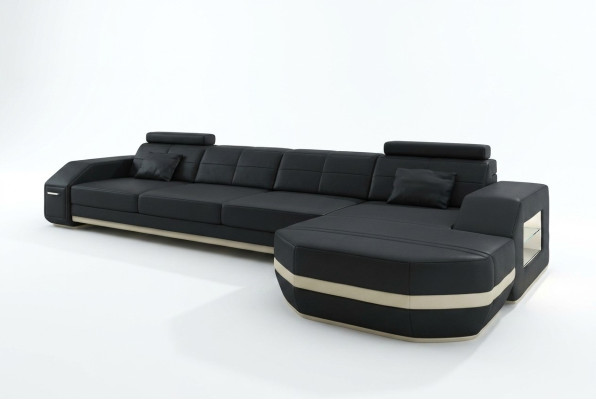 Détendez-vous avec style. Nouveau canapé d'angle en L avec revêtement en cuir de qualité premium.