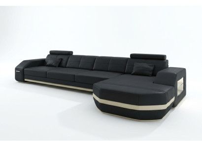 Détendez-vous avec style. Nouveau canapé d'angle en L avec revêtement en cuir de qualité premium.