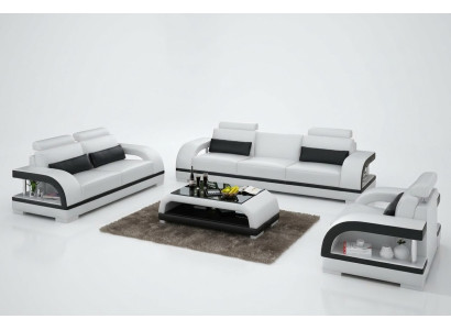 Ensemble de canapé design Ensemble de canapé en cuir 3+2+1 avec suite USB Canapé Canapé neuf blanc