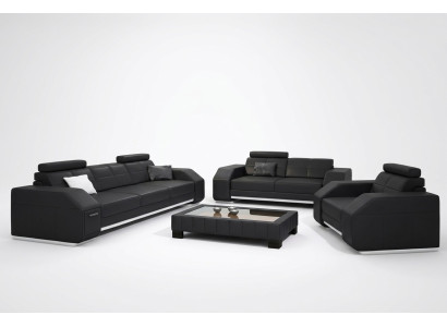 Canapé en cuir avec USB Ensemble de canapés 3+2+1 Canapé en cuir Siège capitonné Suite Designer
