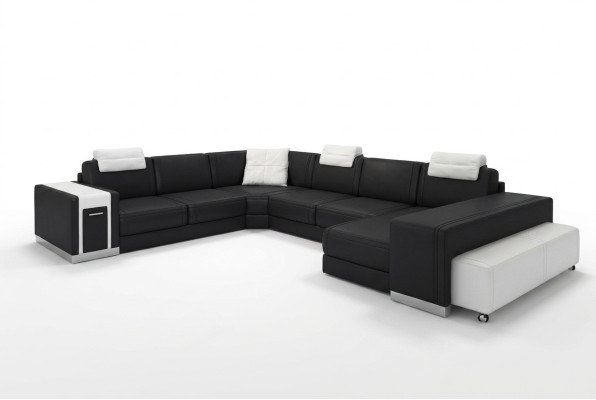 Paysage vivant Canapé avec USB Canapé Rembourrage Coin XX Grand canapé d'angle Canapé en cuir design