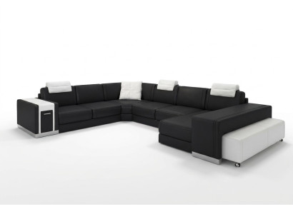 Paysage vivant Canapé avec USB Canapé Rembourrage Coin XX Grand canapé d'angle Canapé en cuir design