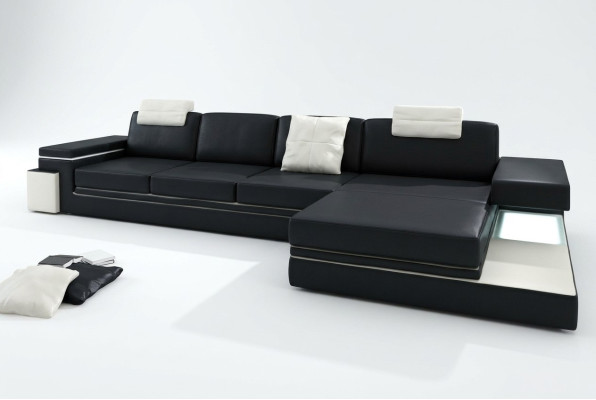 Canapé en cuir avec USB Salon paysager XXL Canapé d'angle Bigsofa Canapé design Canapé designer