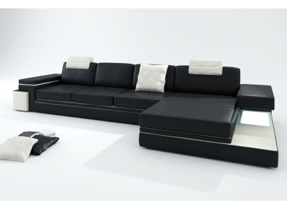 Canapé en cuir avec USB Salon paysager XXL Canapé d'angle Bigsofa Canapé design Canapé designer