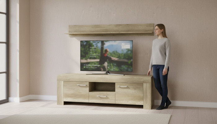 Étagère + Armoire TV Buffet meuble TV SRTV155+P155 Mur TV
