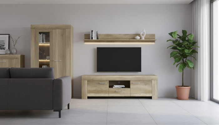 Étagère + Armoire TV Buffet meuble TV SRTV155+P155 Mur TV