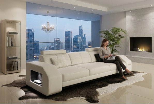 Ensemble de canapé avec USB Sofa Couch Upholstery Seat Suite 3+2+1 Paysage de vie en cuir